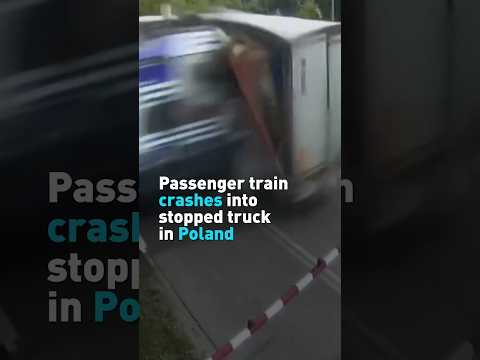 Passenger train crashes into stopped truck in Poland