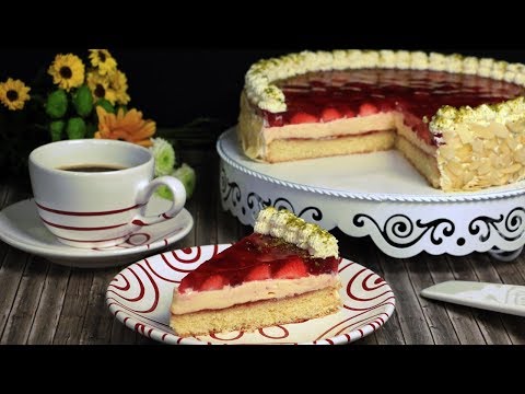 Einfache Erdbeertorte mit Vanillecreme - ohne Gelatine - für Anfänger geeignet