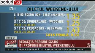 Biletul weekendului UN PONT PE ZI: Cota finala, 9.03!