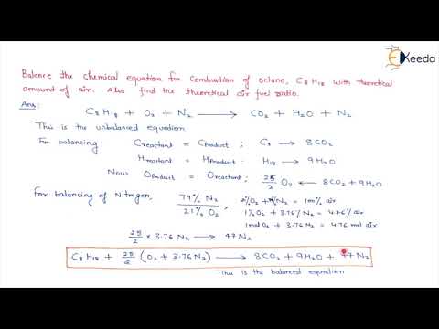 Numerical on Stoichiometric Air Fuel A F Ratio - Combustion of Reactive Mixtures - Power Engineering
