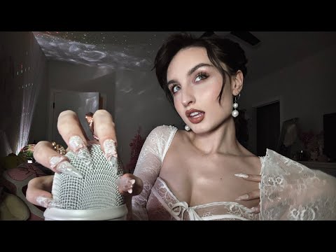 MIC SCRATCHING ASMR w/ LONG STILETTO NAILS 🤍￼ (INTENSE BRAIN NUMBING ASMR) 