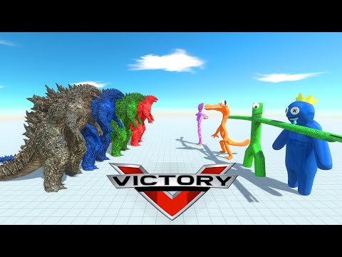 RAINBOW FRIENDS OBG; KISSY MISSY; MOMMY LONG LEGS VS 4X GODZILLA - Animal Revolt Battle Simulator