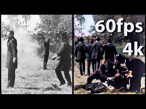 Pistol duel in Mexico (1896) - [4k, 60 fps, colorized] - Old video restoration