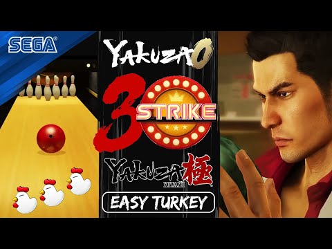 Yakuza 0 & Yakuza Kiwami - 100% EASY Turkey in Bowling 3 PERFECT STRIKES!