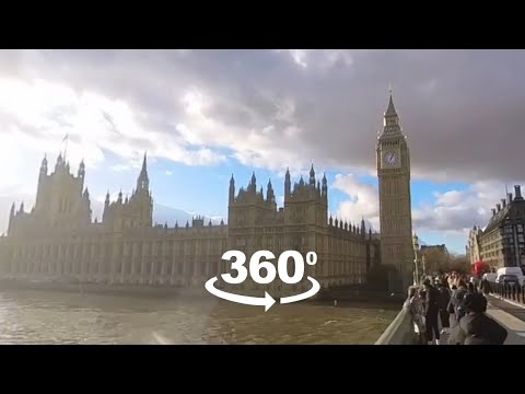 Vídeo 360 do meu segundo dia em Londres, Reino Unido, visitando Big Ben, London Eye e Westminster Abbey.