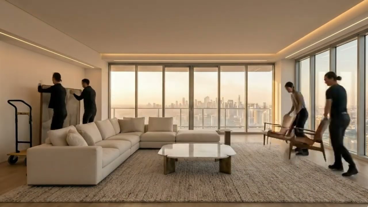 From Concrete Shell to Sky-High Elegance | Luxury Penthouse Living Room Transformation | AI