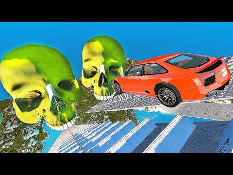 Dangerous Cars Jumping Into the Abyss With Giant Skull - BeamNG Drive | Foolish Driver