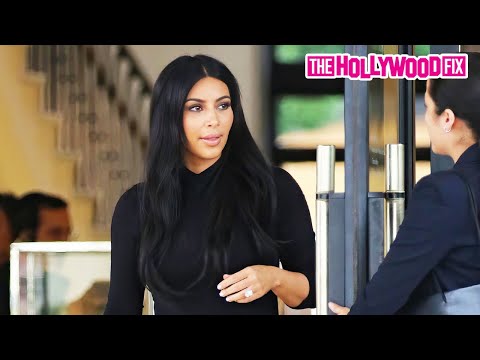 Kim Kardashian Flaunts $3 Million Diamond Ring In Skin Tight Black Dress For Lunch & Shopping In BH