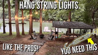Professional Way to Hang String Lights Outside | With Wire & Turnbuckles