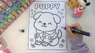 Satisfying Kawaii Puppy Coloring with Alcohol Markers 🐶