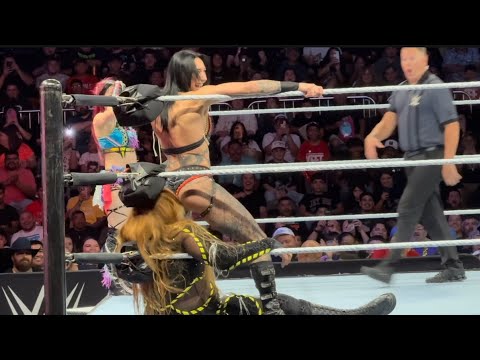 Rhea Ripley and Iyo Sky Stinkface Nia Jax during WWE Live Event 7/19/2025