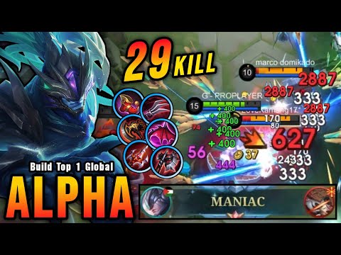 29 Kills + MANIAC!! This Red Build for Alpha is Broken!! - Build Top 1 Global Alpha ~ MLBB