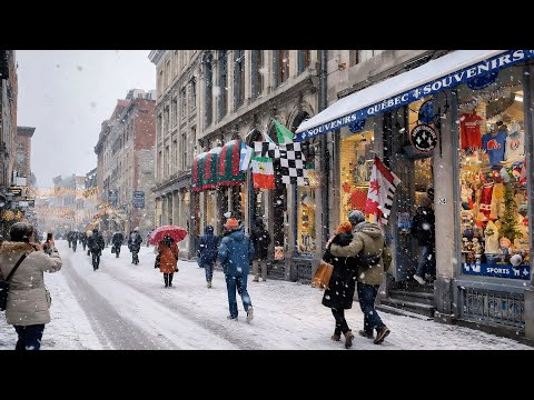 No filter, no music Montreal’s most famous tourist street under the snow | Walks❄️