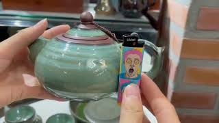 Bộ trà tử sa men hỏa biến màu ngọc cẩm thạch