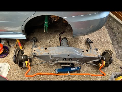 Subaru WR1 sti Impreza - rear subframe removal (for paint and bushes) - 2022 Uk