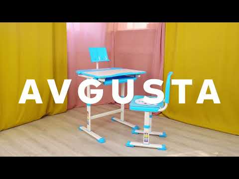 Миниатюра изображения товара Парта+стул Anatomica Avgusta с ящиком, подставкой и светильником (белый/розовый)