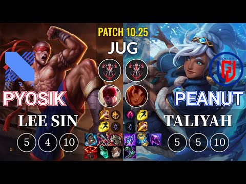 DRX Pyosik Lee Sin vs LGD Peanut Taliyah Jungle - KR Patch 10.25