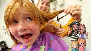 BACK to SCHOOL HAiRCUT!! and Family Cartoon!! shopping with Adley &amp; Niko then Pizza at pirate island