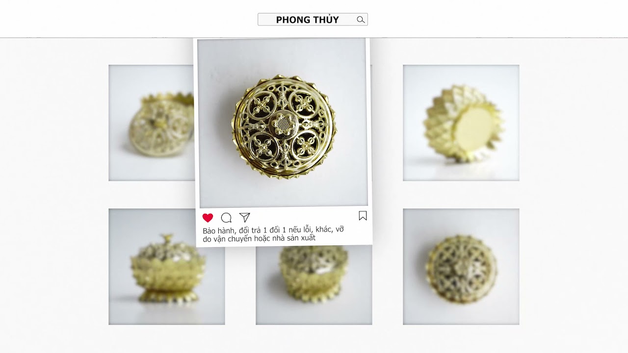 Hủ xông trầm Sen mạ vàng lư đốt trầm hương mạ vàng phát tài