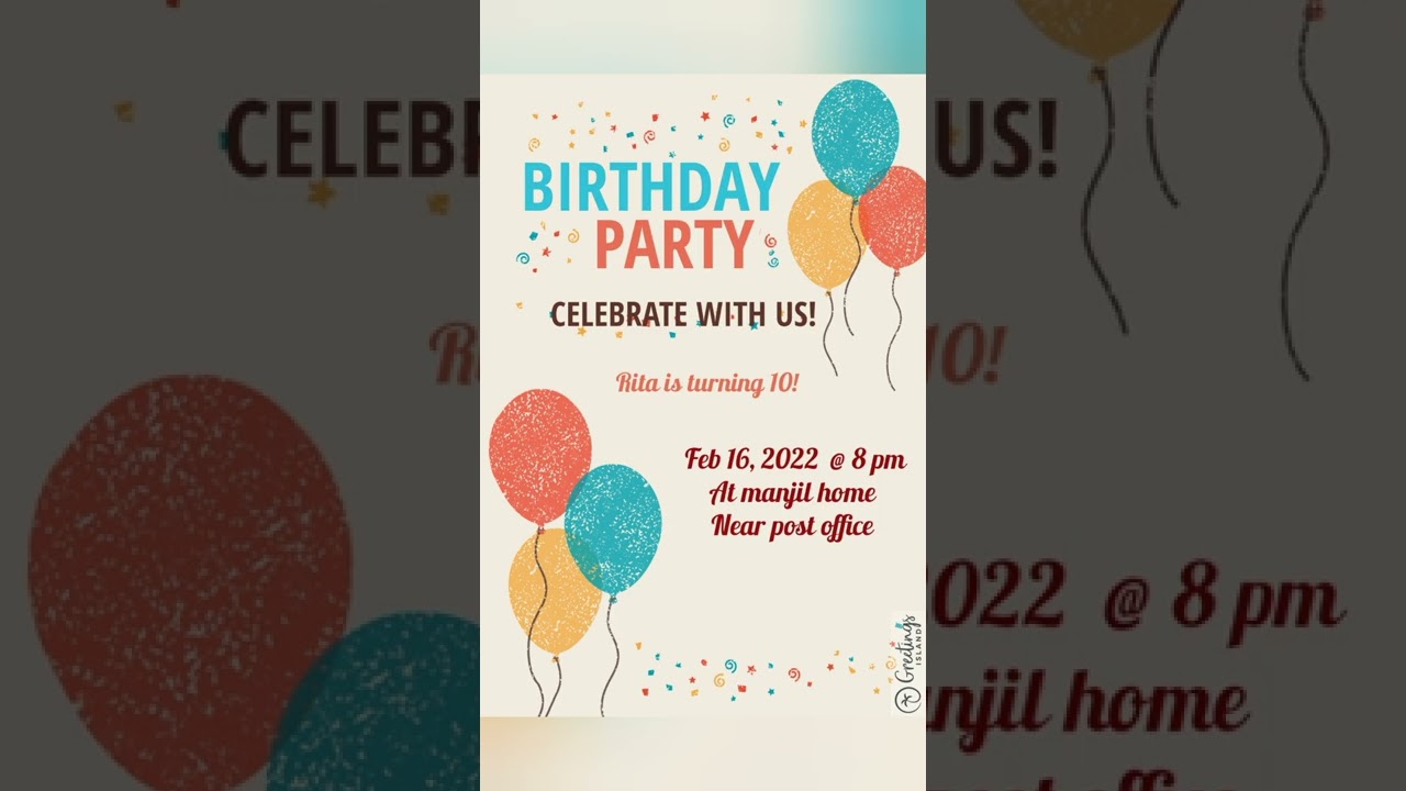 Birthday party invitation card # how to make birthday party invitation card easy way