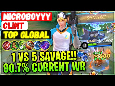 1 VS 5 SAVAGE !! 90.7% Current Win Rate [ Top Global Clint ] Microboyyy - Mobile Legends Gameplay