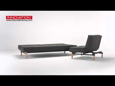 SPLITBACK Schlafsofa & Sessel von Innovation in schwarzem Kunstleder