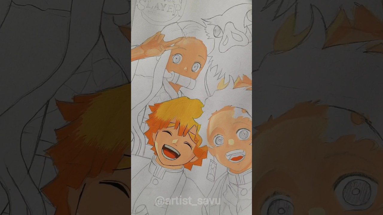 Demon Slayer Poster | Commission Work | Part -1 #anime #demonslayer #shortsfeed  #painting #shorts