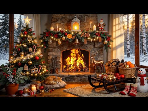 Cozy Morning Christmas Fireplace 🌅 Relaxing Winter Ambience for Calm and Comfor