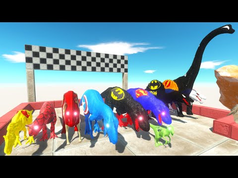 POWER UP SPEED RACE SUPERHEROES DINOSAURS - TO GET AN FLASH PIG - Animal Revolt Battle Simulator