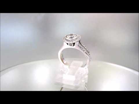 18K WHITE GOLD ROUND CUT DIAMONDENGAGEMENT RING  BEZEL ART DECO STYLE 1.74CTW - KNR INC - 287