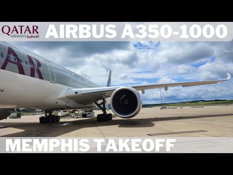 Takeoff from Memphis Airport ✈ Qatar Airways Airbus A350-1000 (2021 highlight!)