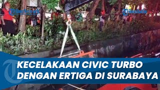 Honda Civic Turbo Ditabrak Suzuki Ertiga hingga Tercebur Parit di Surabaya, Begini Kronologinya
