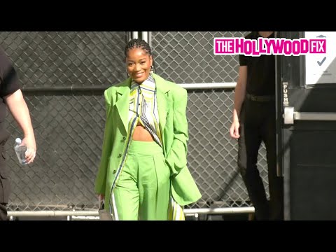 Keke Palmer Looks Stylish In A Lime Green Suit While Arriving To Jimmy Kimmel Live! Studios 3.16.22