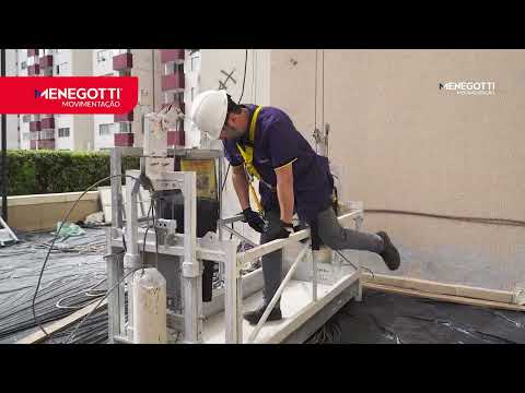 Balancim Elétrico Pro 70cm 1,5m até 790kg em Aço com Piso Aberto Painel Trifásico MENEGOTTI-40861058 - Vídeo
