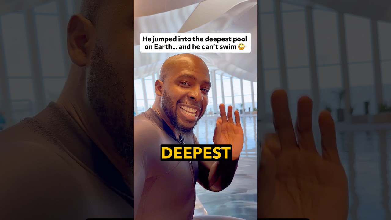 He jumped into the deepest pool on Earth… and he can’t swim 😳