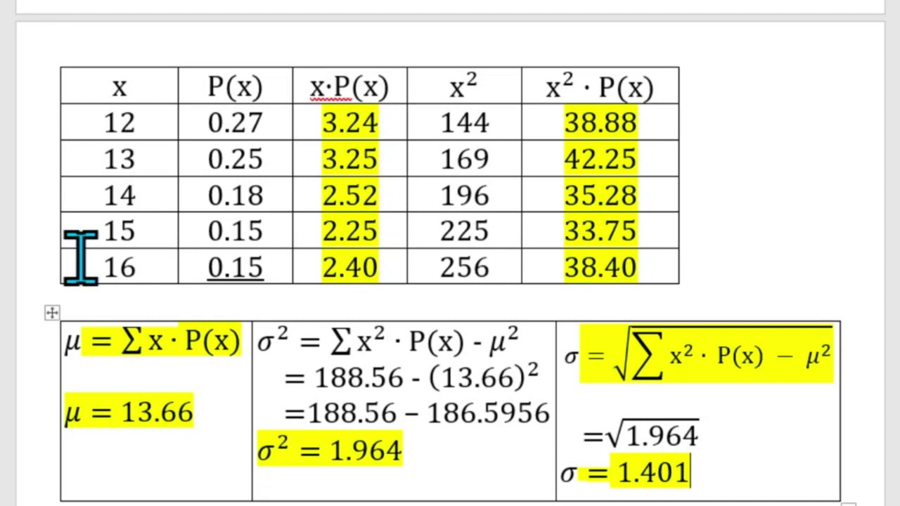 Putar video Computing the Mean, Variance and Standard Deviation of a Discrete Probability Distribution Example 2 sekarang Computing the Mean, Variance and Standard Deviation of a Discrete Probability Distribution Example 2