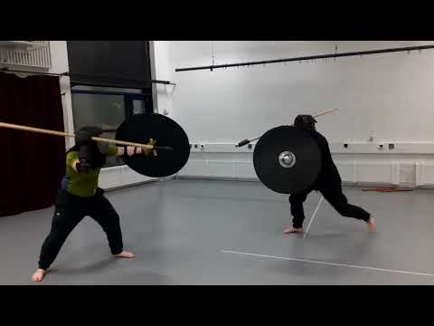 Testing weapon simulators in safety gear 3 - Spears and shields.