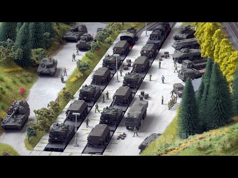 Märklin Modellbahn Militärzug und Panzerzug Bundeswehr mit Dampflok - Militärmodellbau Spur H0