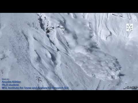 Artificially-triggered avalanche plunges down a mountainside