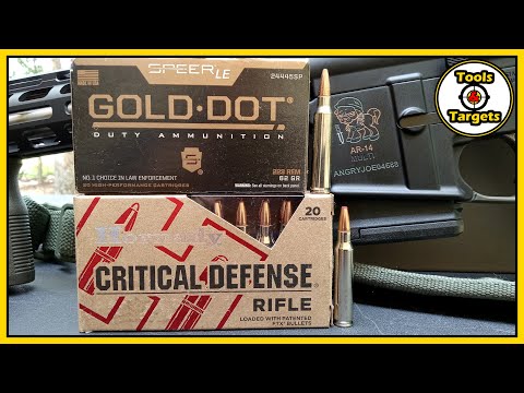 AR-15 Critical Defense vs Gold Dot!...223 Ammo Ballistic Gel Test!
