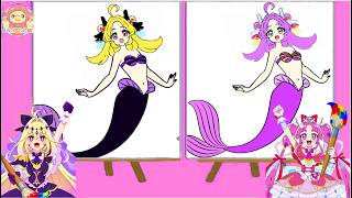 キュアアンサーは私のマーメイド🧜‍♀️キュアアンサーのことが大大大大大好きなキュアアルカナ・シャドウとキュアミスティックがケンカしちゃった！ぬりえ対決で仲直り❤️名探偵プリキュア