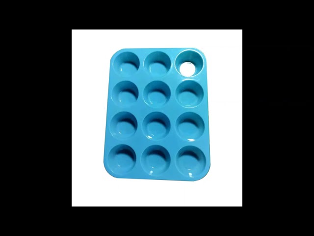 Vídeo relacionado con Molde de silicona para 12 magdalenas de tamaño estándar, con marco de metal, antiadherente, para cupcakes, brownies, pudines, sin BPA