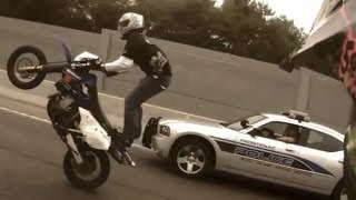 Motorcycle Stunts RIDE OF THE CENTURY ROC Bike Vs Police Street Stunt Running From The Cops Runs Cop