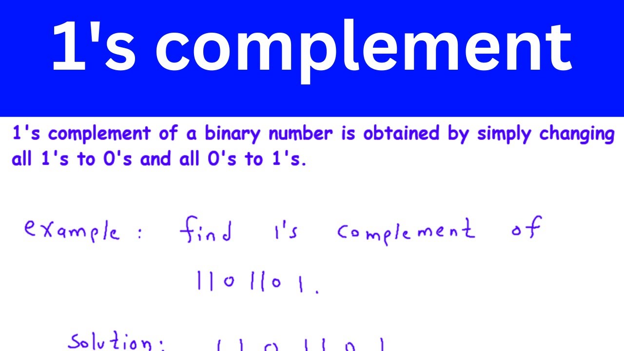 1's complement | Digital Electronics | Digital Techniques | Electrical Engineering