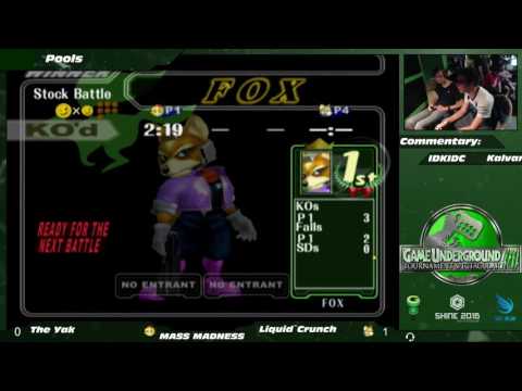 Mass Madness 10 SSBM - The Yak (Peach) vs. Liquid` Crunch (Fox) - Melee Pools