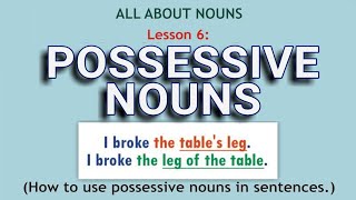 Possessive Nouns | How to use possessive nouns in sentences | All about Nouns. Lesson 6.