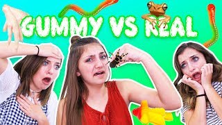 REAL VS GUMMY FOOD CHALLENGE ft BrooklynAndBailey