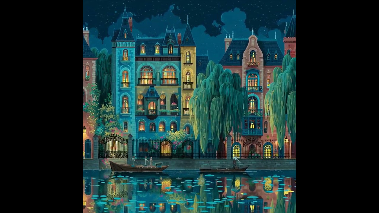 Dreamy River at Night | Stunning AI-Generated Painting Comes to Life | ASMR