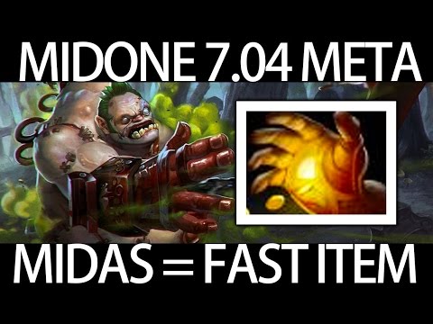 7.04 META Pudge Midas = Fast Item Gameplay by MidOne Dota 2 9K MMR Pro Player