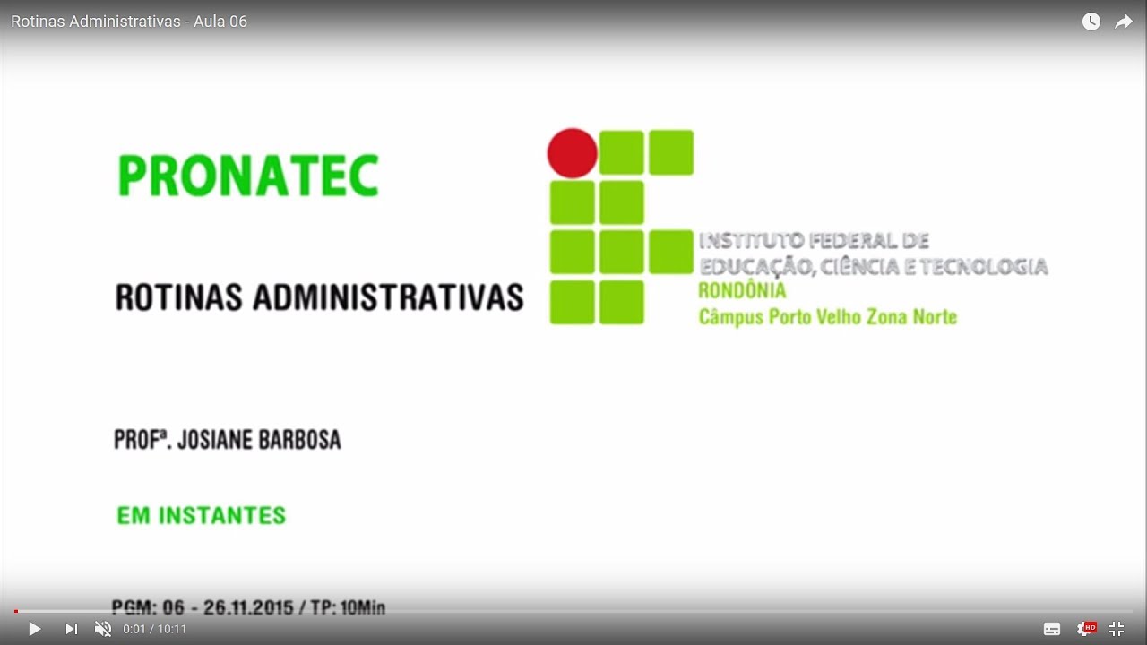 Rotinas Administrativas - Aula 06